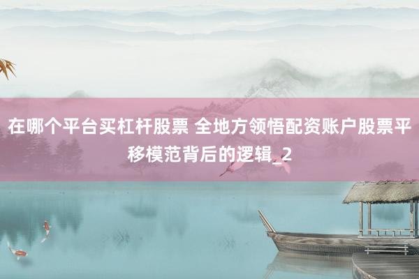 在哪个平台买杠杆股票 全地方领悟配资账户股票平移模范背后的逻辑_2