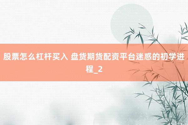 股票怎么杠杆买入 盘货期货配资平台迷惑的初学进程_2