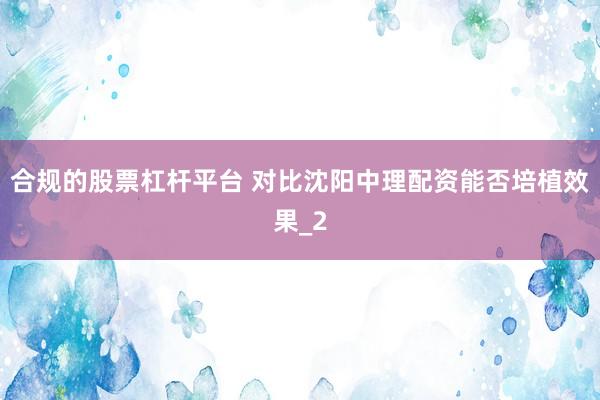合规的股票杠杆平台 对比沈阳中理配资能否培植效果_2