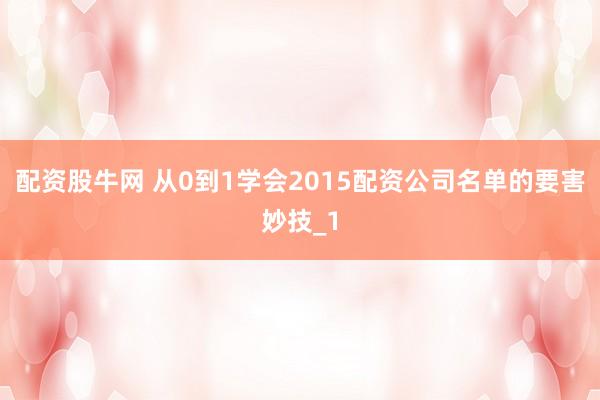 配资股牛网 从0到1学会2015配资公司名单的要害妙技_1