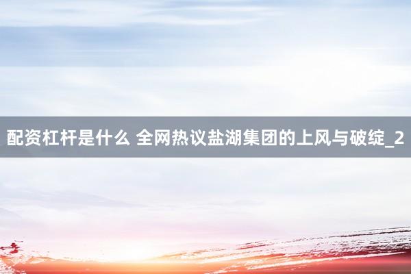 配资杠杆是什么 全网热议盐湖集团的上风与破绽_2