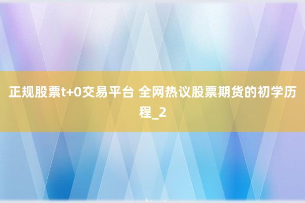 正规股票t+0交易平台 全网热议股票期货的初学历程_2