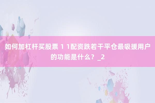 如何加杠杆买股票 1 1配资跌若干平仓最吸援用户的功能是什么？_2