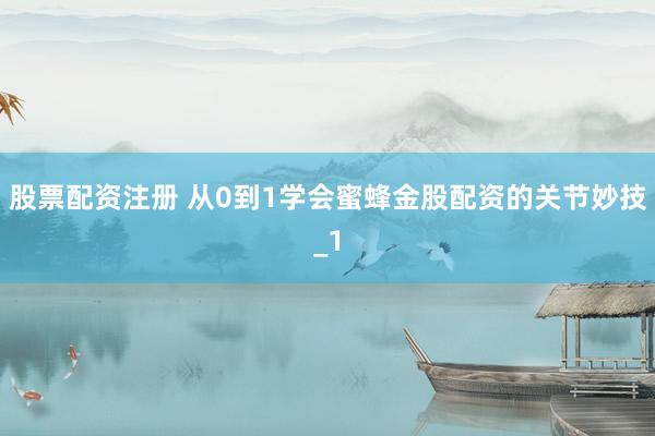 股票配资注册 从0到1学会蜜蜂金股配资的关节妙技_1