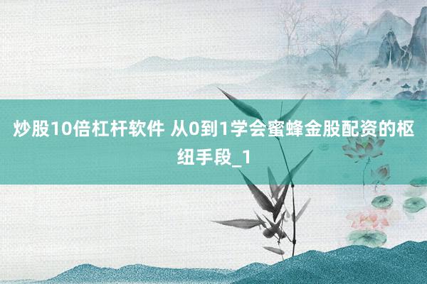 炒股10倍杠杆软件 从0到1学会蜜蜂金股配资的枢纽手段_1