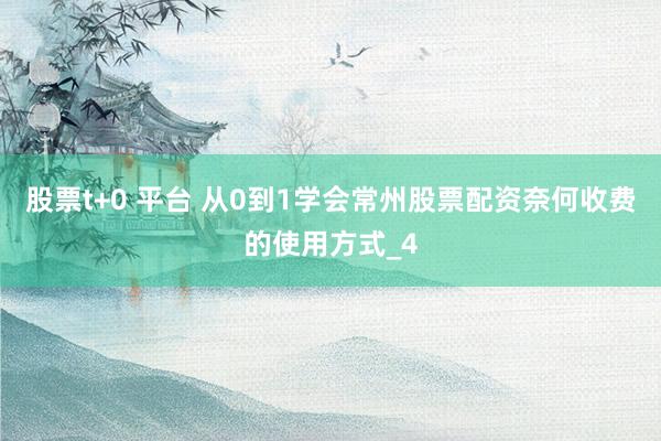 股票t+0 平台 从0到1学会常州股票配资奈何收费的使用方式_4