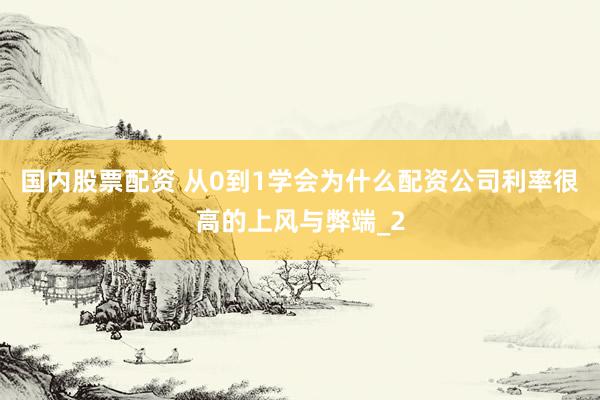 国内股票配资 从0到1学会为什么配资公司利率很高的上风与弊端_2