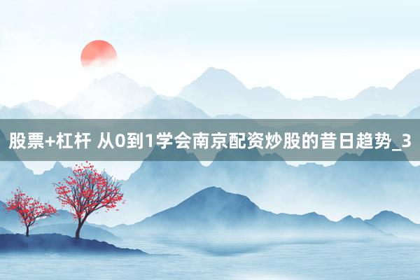 股票+杠杆 从0到1学会南京配资炒股的昔日趋势_3