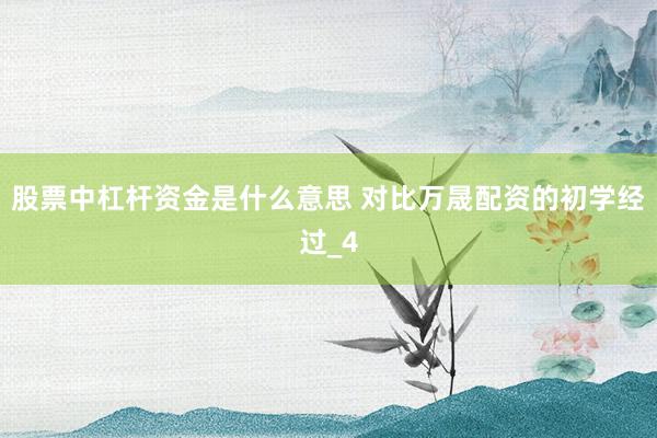 股票中杠杆资金是什么意思 对比万晟配资的初学经过_4