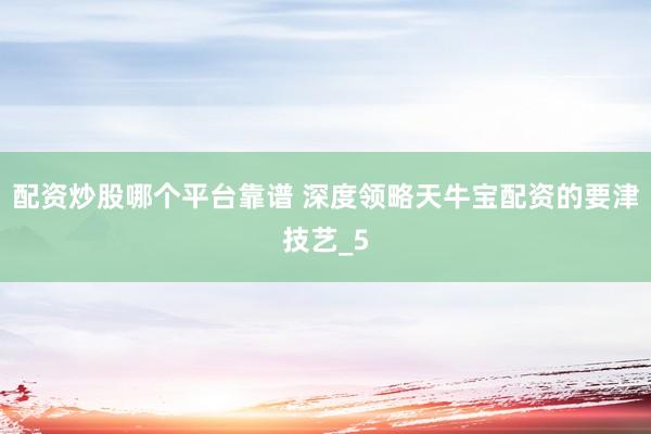 配资炒股哪个平台靠谱 深度领略天牛宝配资的要津技艺_5