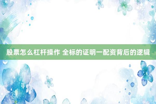 股票怎么杠杆操作 全标的证明一配资背后的逻辑