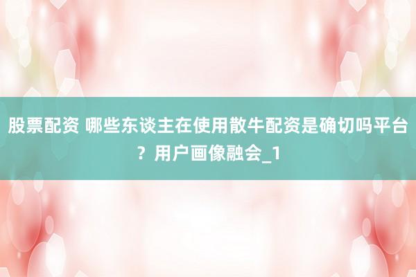 股票配资 哪些东谈主在使用散牛配资是确切吗平台？用户画像融会_1