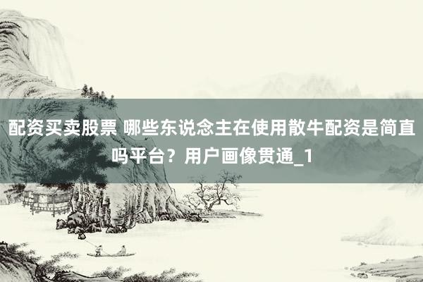 配资买卖股票 哪些东说念主在使用散牛配资是简直吗平台？用户画像贯通_1