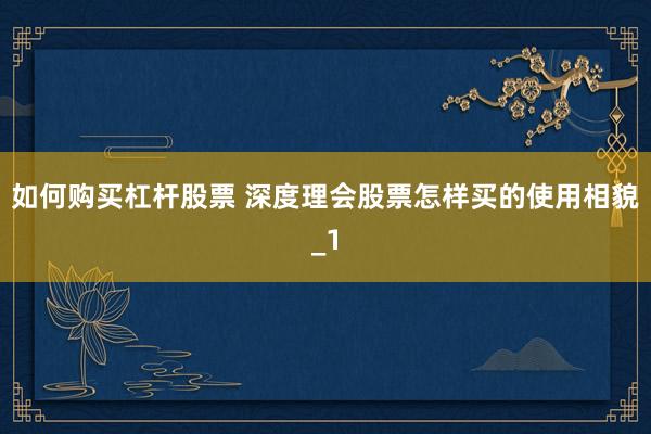 如何购买杠杆股票 深度理会股票怎样买的使用相貌_1