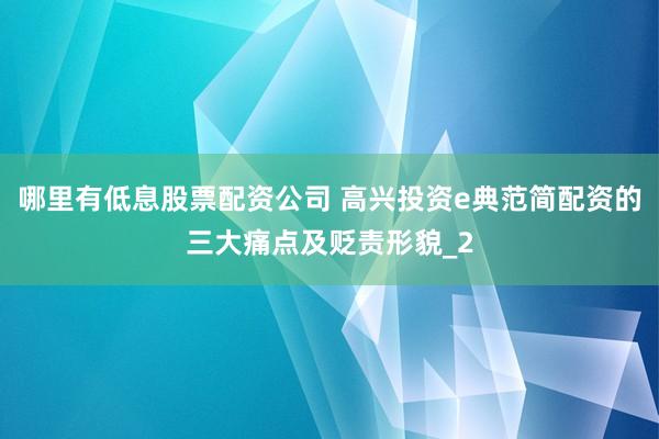 哪里有低息股票配资公司 高兴投资e典范简配资的三大痛点及贬责形貌_2