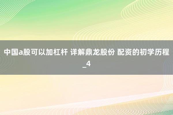 中国a股可以加杠杆 详解鼎龙股份 配资的初学历程_4