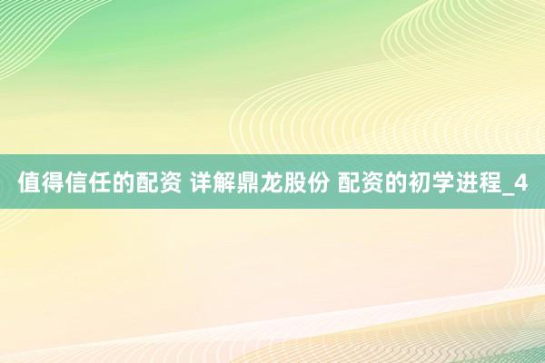 值得信任的配资 详解鼎龙股份 配资的初学进程_4