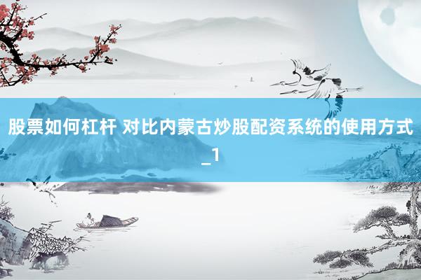 股票如何杠杆 对比内蒙古炒股配资系统的使用方式_1
