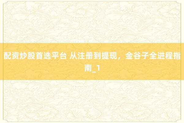 配资炒股首选平台 从注册到提现，金谷子全进程指南_1