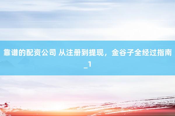靠谱的配资公司 从注册到提现，金谷子全经过指南_1