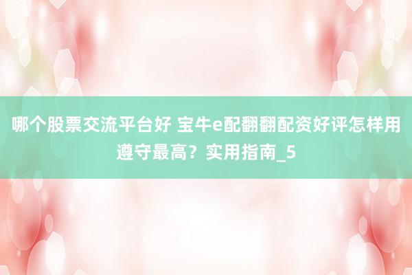 哪个股票交流平台好 宝牛e配翻翻配资好评怎样用遵守最高？实用指南_5