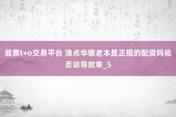 股票t+o交易平台 清点华银老本是正规的配资吗能否训导效率_5