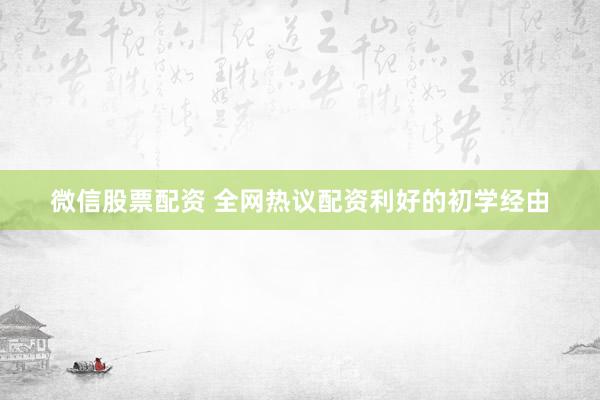 微信股票配资 全网热议配资利好的初学经由
