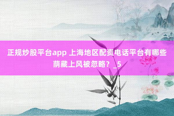 正规炒股平台app 上海地区配资电话平台有哪些荫藏上风被忽略？_5