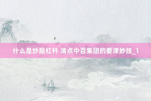 什么是炒股杠杆 清点中百集团的要津妙技_1