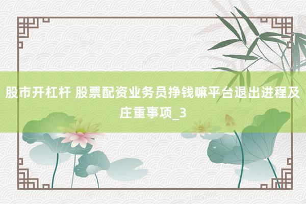 股市开杠杆 股票配资业务员挣钱嘛平台退出进程及庄重事项_3