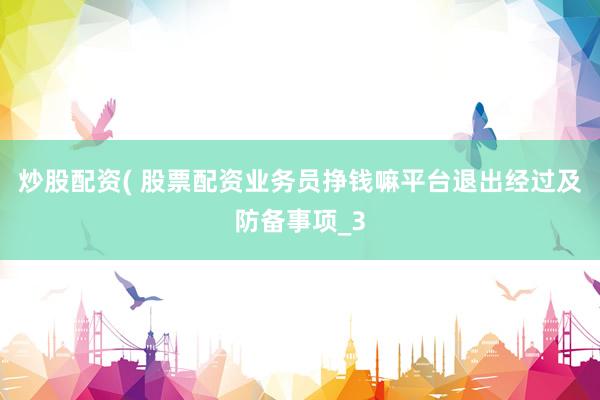 炒股配资( 股票配资业务员挣钱嘛平台退出经过及防备事项_3